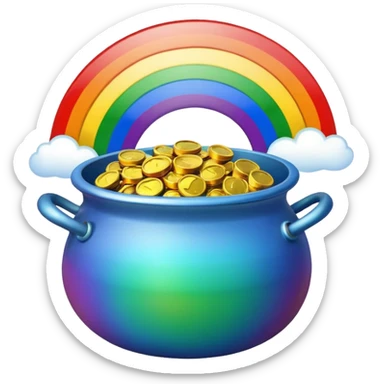 Realistic rainbow with pot of gold sticker