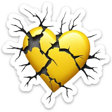Heart broken yellow sticker