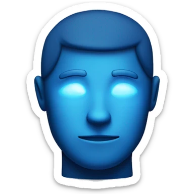 mental power represented by a blue head silouette iluminated and lighted  sticker