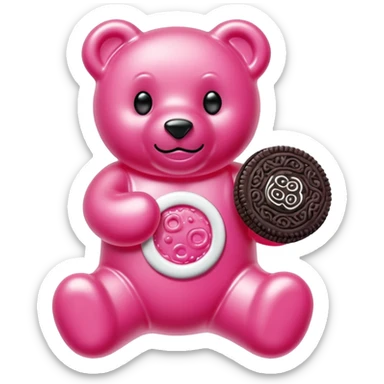 transparent pink gummy bear pink Oreo cookie sticker