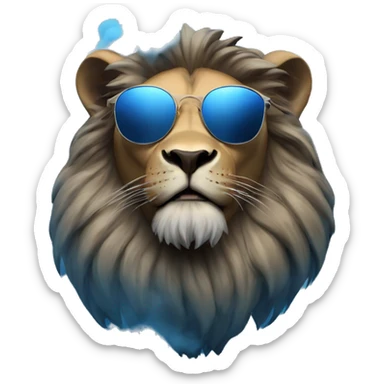 Lion w sunglasses on and blue smoke around head sticker