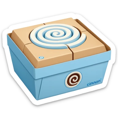 light blue cinnabon box sticker