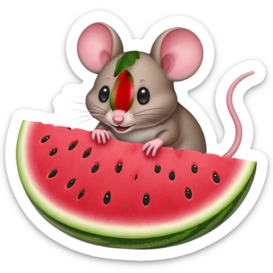 mouse eating watermelon sticker