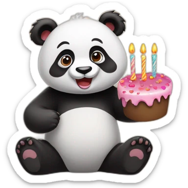 Cute panda wishing happy Birthday  sticker