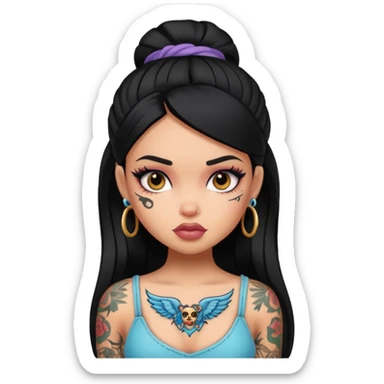 black haired pretty bratz baddie with tattoos sticker