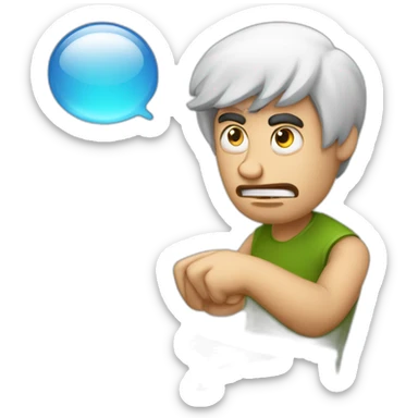 The man at the laptop gets angry and adds a bubble with the text “ПП ОЧКО” sticker