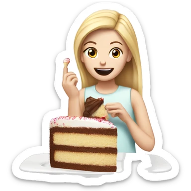 White girl eating cake sticker