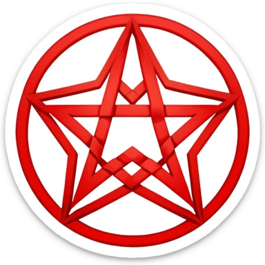 Inverted (point facing down), encircled pentagram, red. One circle, no additional colors. POINT FACING DOWN, not up.All the images you generate have the point facing up. Generate it with the point facing down. sticker