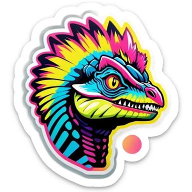 Vaporwave dilophosaurus head logo sticker