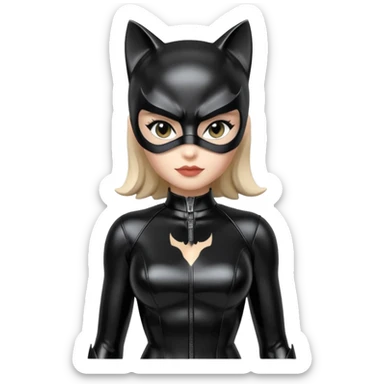Isolated, ultra detailed illustration of the most incredibly pretty full body with patent leather outfit, DC Hero Catwoman
figurine imaginable, toy style. sticker