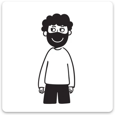 person with a happy emoji mask, sad eyes visible behind sticker