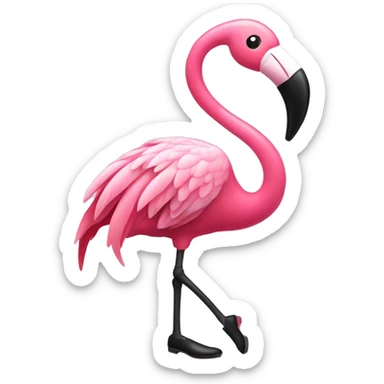 A pink flamingo with tap-dancing shoes sticker