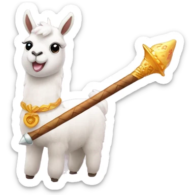 magic wand with an adorable llama behind it sticker