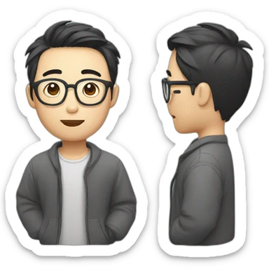 korean guy wearing thin glasses sticker