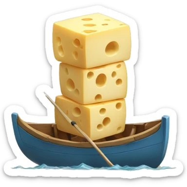 cheese cube rowing a boat sticker