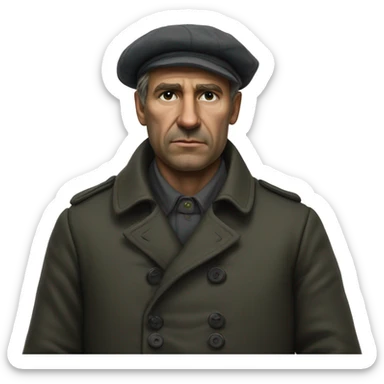 peasant in a pea coat during the 1917 revolution in russia photorealistic serious sticker