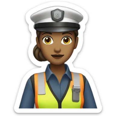 train driver woman with security vest sticker