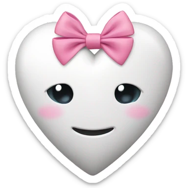 white heart with pink bow sticker