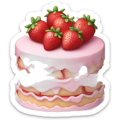 Pink strawberries and cream birthday cake  sticker