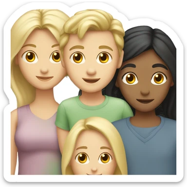 White family, 1 mom with dark hair, 1 boy with Blonde hair, 1 girl with long blond hair sticker