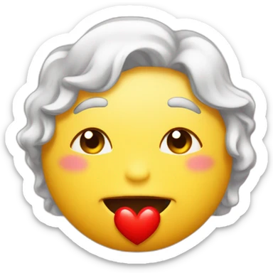 Emoji qui fait un bisou avec des cœur rouge au dessus sticker