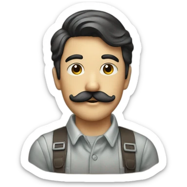 A boy with moustache and Air from the 80s sticker