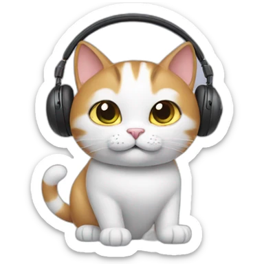 cat wearing apple airpods max headphones sticker