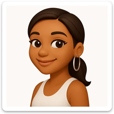 turn the second man in emoji style of the 1st image, match the facial features and match dressing style of the 2nd image, she is wearing white tank top lose, side pose sticker