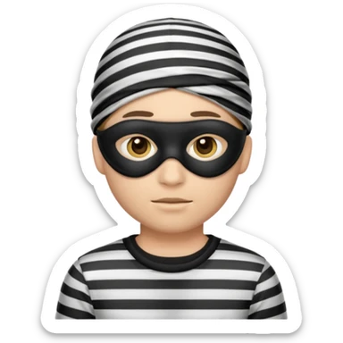 A 3 theif robber emoji,Stripped shirt,eye mask, black head. sticker