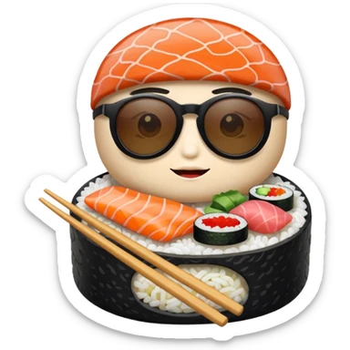 A sushi wearing cool sunglasses  sticker