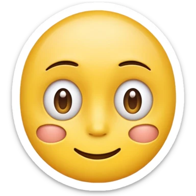 Standard yellow smile emoji but with both eyes looking in different directions. Deadpan no smile sticker