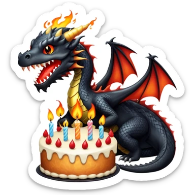Game of thrones black dragon with a birthday cake sticker