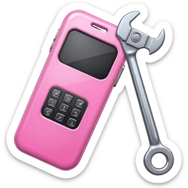 pink cellphone with a wrench sticker