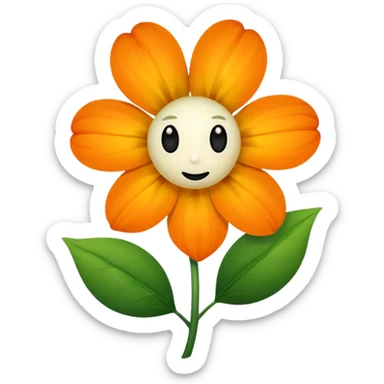 Green stem, white bud with black cartoony face: ;p. And six heart shaped yellowish orange petals sticker