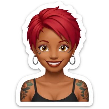 black woman with red hair and tattoos sticker