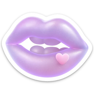 Add a small pastel pink heart accent to the shimmery 3D pastel pink lips mark with sparkles, keep the background transparent. sticker