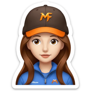 dziewczyna w długich brązowych włosach z czapką mclarena f1 sticker