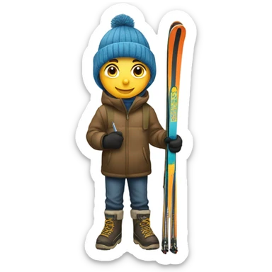 Boy and ski before school sticker