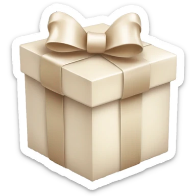 beige gift box white bow ribbon sticker