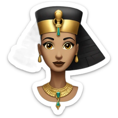 A Beautiful nefertiti black black hair brown eyes with gold necklace with ankh sticker