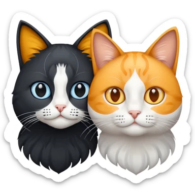 Gato preto do olho amarelo e branco do olho azul juntos um do lado do outro sticker