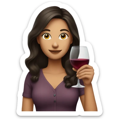 Brunette with wine glass sticker