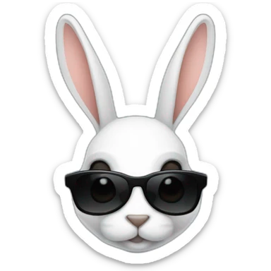 Conejo con gafas de sol full oscuras negras con un destello blanco cool que deslumbran sticker