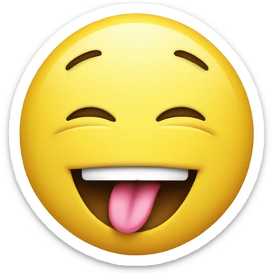 1 yellow smiley with a closed mouth smile and tongue out the side of the mouth. yummy concept sticker