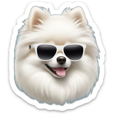 white pomeranian with sunglass sticker