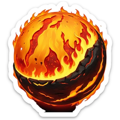 sphere globe planet, surface covered with lava fire sticker