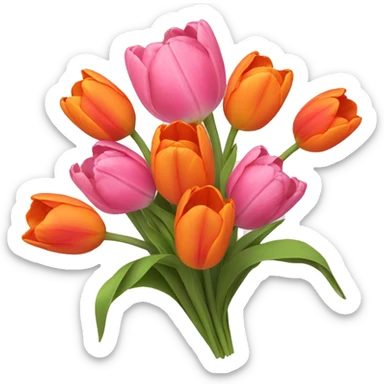 a bouquet of pink and Orange tulips sticker