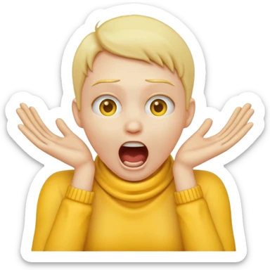 Yellow emoji doing choking emote with hands around neck and the emoji screaming  sticker