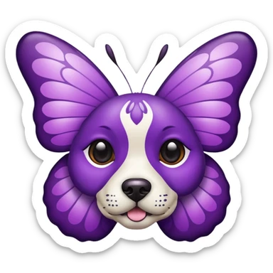 purple butterfly with dog face sticker