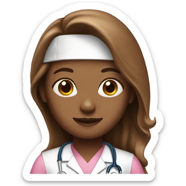 nurse with pink shirt long  brown hair  sticker